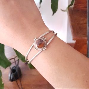 Vintage handmade bracelet with precious stone